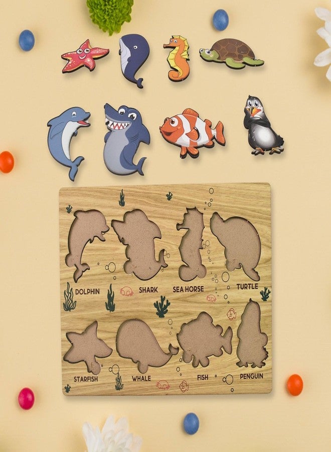 Vastate Seawater Animal Wooden Puzzle, Educational Learning Board for Kids Fun and Interactive Ocean-Themed Puzzle Set, Perfect for Early Learning, Fine Motor Skills, and Cognitive Development (1 Set) - Image 4